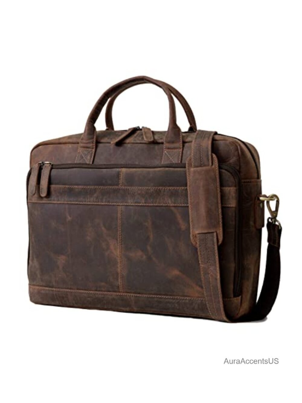 Leather Briefcase for Men Women Laptop Messenger Bag Travel Satchel